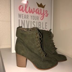 Green bootie heels